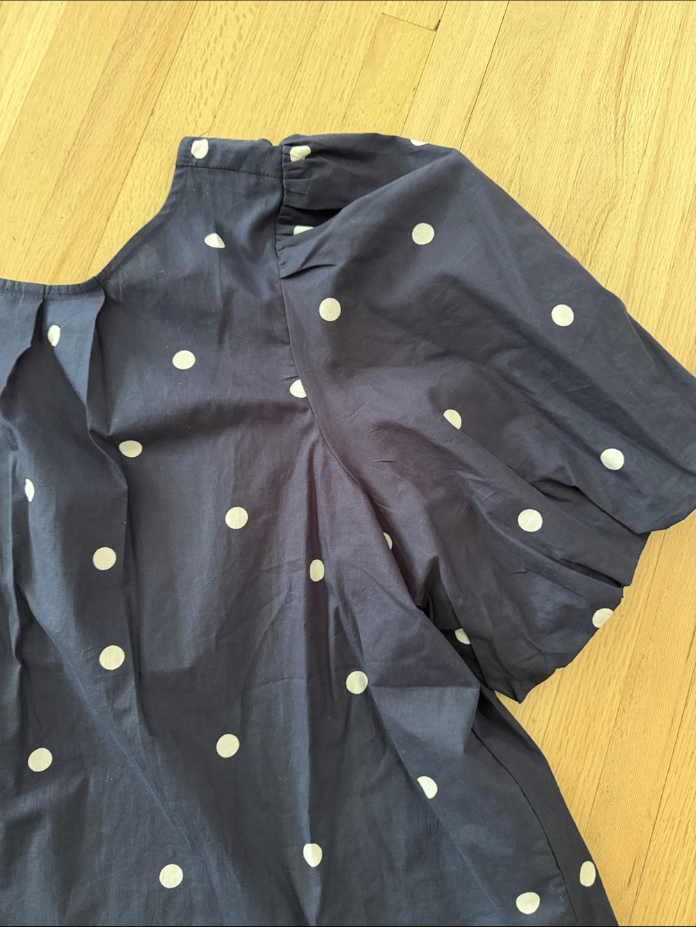 Anthropologie Maeve Navy Polka Dot Puff Sleeve Top - XL REVERSIBLE - Picture 8 of 11